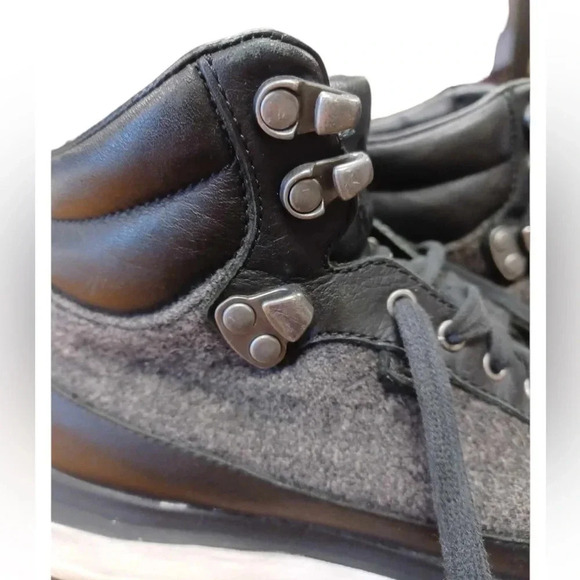 Roots Rideau  Mid Sneaker Grey Black Wool Leather Size 6 - Picture 9 of 13